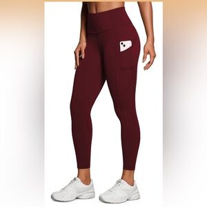 Women's Burgundy Leggings with Pocket